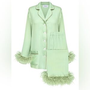 Sleeper Mint Green Feather Trim Pajama Set